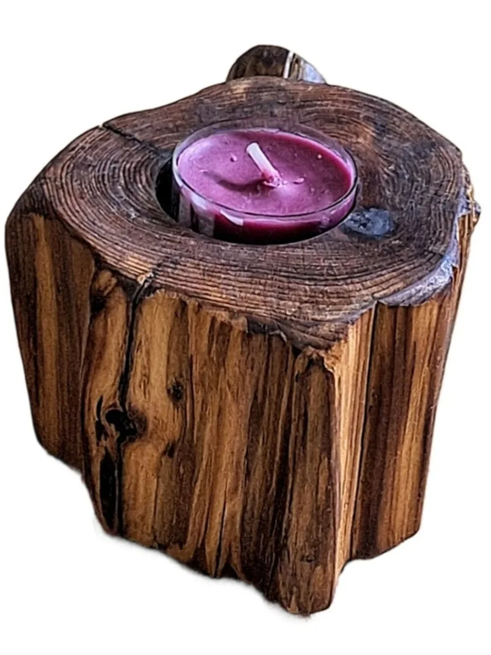 Handcrafted Rustic Natural Wood Tealight/Votive Candle Holder